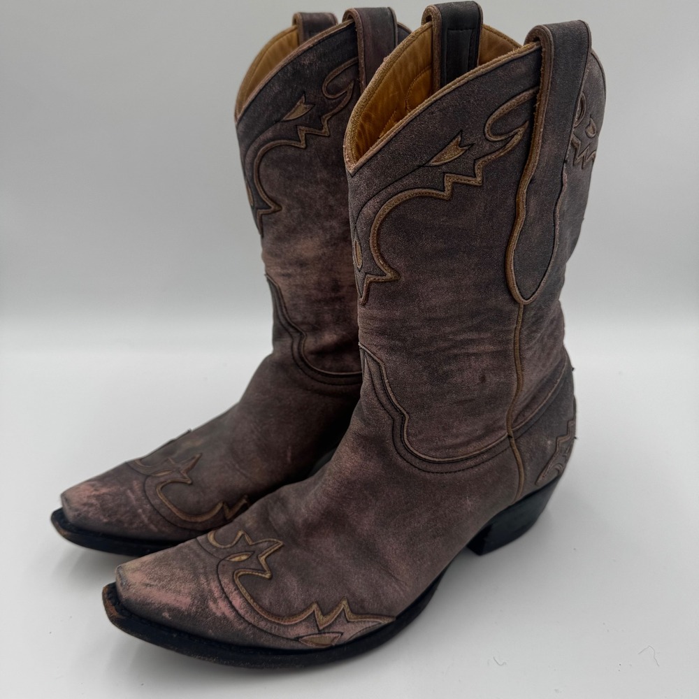 Steve Madden Vintage Mexico Cowboy Boots 8 B Distressed Leather Embroidered